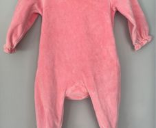 Willow by Leigh Tucker pink velour with floral details all in one Newborn EUC