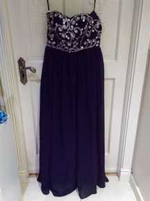 Navy and Silver Formal Dress / Maxi Dress / 8-10 UK