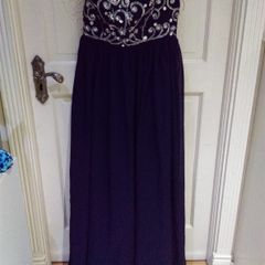 Navy and Silver Formal Dress / Maxi Dress / 8-10 UK