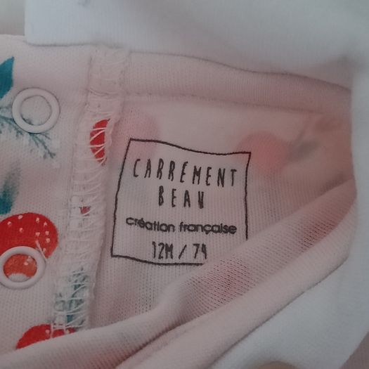 Carrement Beau Baby Bodysuit - Peach with Peach Print - 12M
