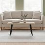 Curved Coffee Table Low Table for Modern Living Room with 4 cm Thick Top Steel Legs 100x50x45 cm Oak Image 3