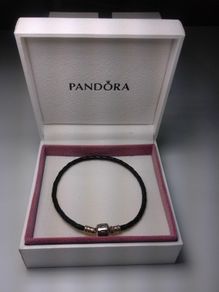 Pandora Black Woven Leather Charm bracelet