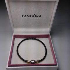 Pandora Black Woven Leather Charm bracelet