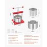 0.8 Gal/3L Fruit Wine Press, 2 Stainless Steel Barrels, Manual Juice Maker, Cider Apple Grape Image 3