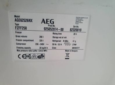 aeg freestanding tall frost free freezer
