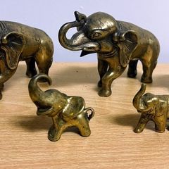 vintage collection of brass elephant figurines
