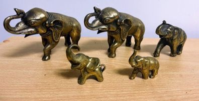 vintage collection of brass elephant figurines