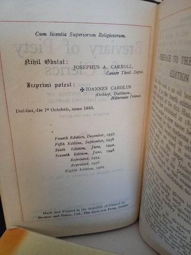 Breviary of Piety for Clerics: Being the Seventh Edition of the All Hallows Manual Published by Browne and Nolan, Dublin (GT167)