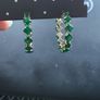 Green Gem hoop earring and ring with light gold hardware Image 4