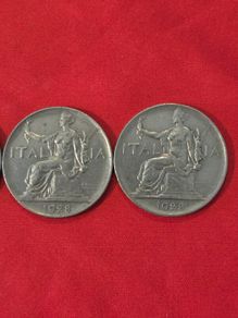 Italia 1 Lira pieces 2 from 1928 (rare year) and 1 from 1922