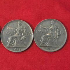 Italia 1 Lira pieces 2 from 1928 (rare year) and 1 from 1922