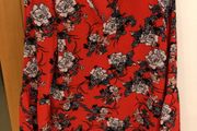 Blouse Red Floral Choker Style