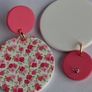 Pink & White Blossom Motif Round Earrings Image 3