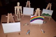 Miniature Artist set - Easel with Canvas for dolls houses