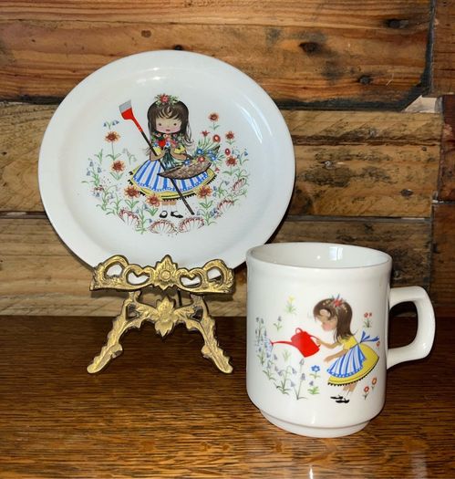 Rare Carrigaline Pottery Cup and plate 1980s