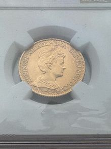 Rare NETHERLANDS. Gold coin 10 Guilden 1917, NGC graded MS64+