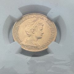 Rare NETHERLANDS. Gold coin 10 Guilden 1917, NGC graded MS64+