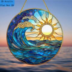Artistic Sunrise Over The Sea Window Sun Catcher