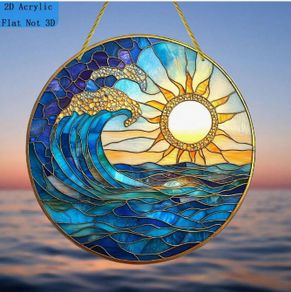 Artistic Sunrise Over The Sea Window Sun Catcher