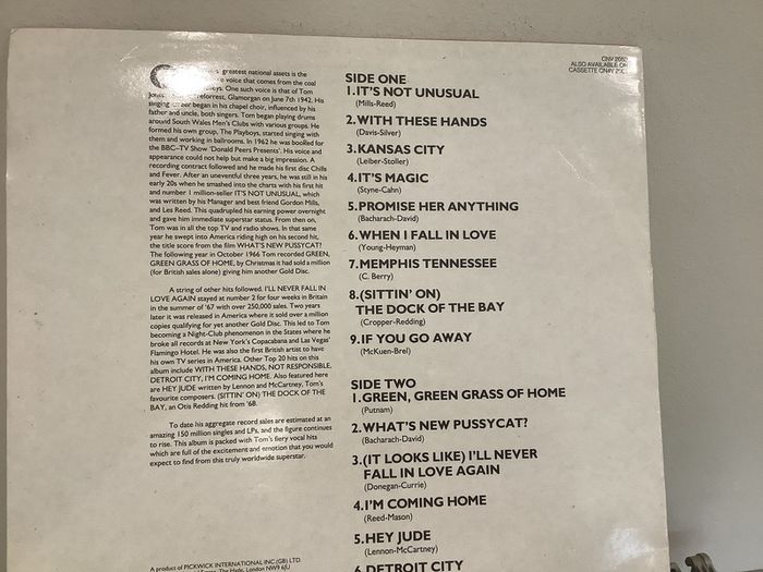 The Tom Jones LP it's not unusual