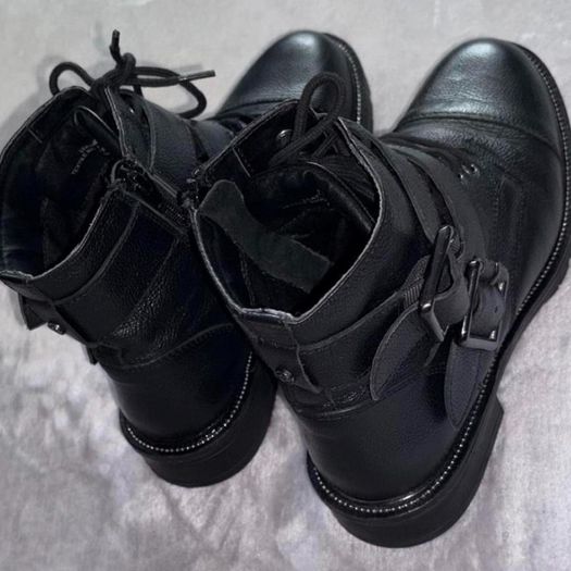 Dune London Pamir Black Reall Leather Biker Boots UK 6 / EU 39 Wide Fit