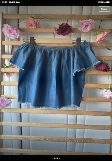 top betshka size medium denim off shoulder top