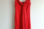 Sisley Red Maxi Dress, Strappy, Knot Detail &amp; Pleated Skirt
