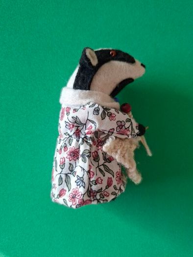 Handmade Felt Badger Figurine