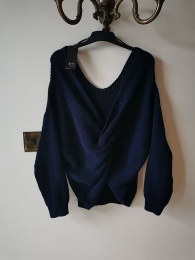 Ladies navy knit jumper