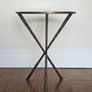Round Glass Side Table - Antique Brass Hammered Metal Image 5