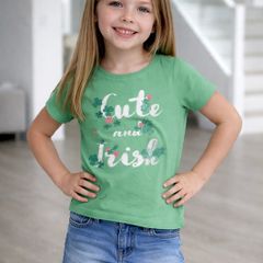 'Cute and Irish' Slogan Green T-shirt 5-7yrs