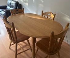 Sturdy wooden dining table and four chairs set