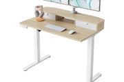 Standing Desk with Fabric Drawers, 100x60cm, Natural  2 Drawers, C-Clamp Compatible, 4 Memory Presets, 72-118cm Height Range, Multiple Sizes &amp; Colors, Durable Steel Frame.