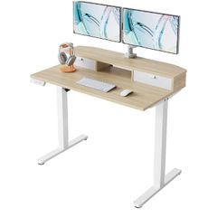 Standing Desk with Fabric Drawers, 100x60cm, Natural  2 Drawers, C-Clamp Compatible, 4 Memory Presets, 72-118cm Height Range, Multiple Sizes & Colors, Durable Steel Frame.