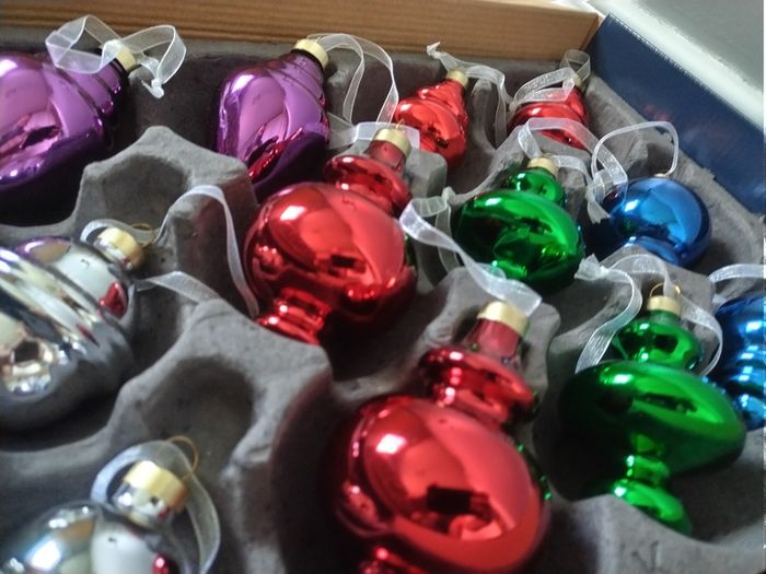 Retro Vintage Style Christmas Baubles one Box of x12 Glass Ornaments