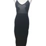 Ladies Black Sexy Strappy Pencil Dress With Embroidered Floral Chest Area Uk 8 includes postage Image 4