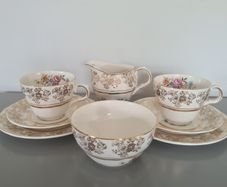 Tea Trios  Sugar Pot Creamer Alfred Meakin Golden Posy