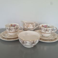 Tea Trios  Sugar Pot Creamer Alfred Meakin Golden Posy