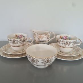 Tea Trios  Sugar Pot Creamer Alfred Meakin Golden Posy