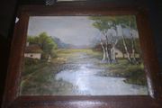 2 sided antique oil painting