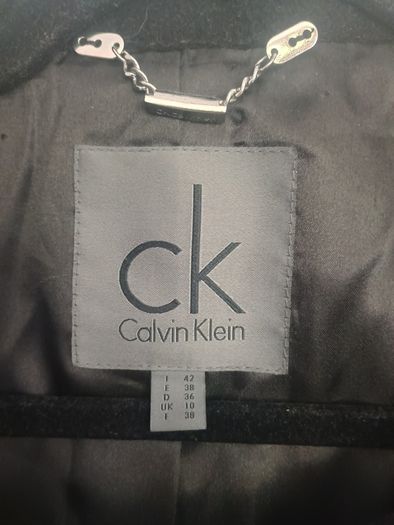 Calvin Klein Black Wool-Blend Belted Midi Coat - Size 42 (Excellent Condition)