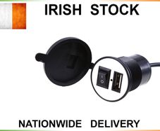 Motorcycle, Scooter, Car, Boat USB Charger with switch. Water and Dust proo