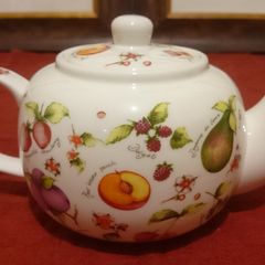Leonardo Collection " Various Fruits " Colorful Pattern Fine China Tea Pot Designed In England