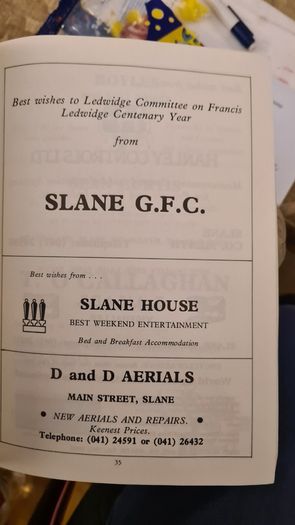 Francis Ledwidge Centenary 1887-1987. Booklet In Good Condition.