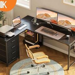 Corner Desk with Drawers, Reversible L Shaped with USB Charging Port