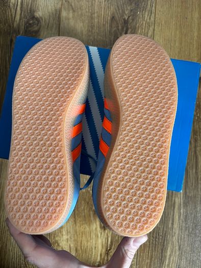 Adidas Gazelle, blue and orange, UK5/EU38, brand new with box - never worn
