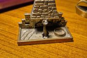 Vintage Brass Fireplace with Cat Decorative Metal 3.5" Miniature Mantel