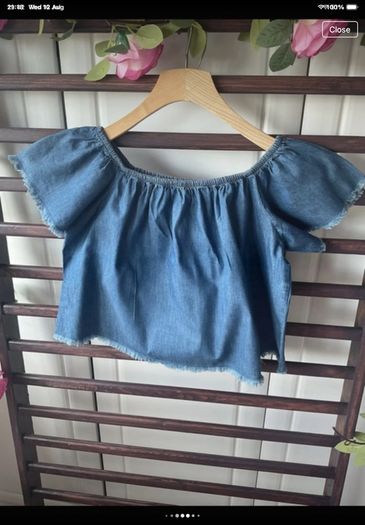 top betshka size medium denim off shoulder top