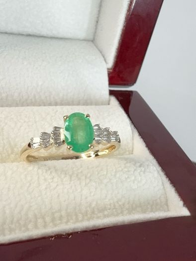 Gold 14K Yellow Gold Boyaca Colombian Emerald & Diamond Ring