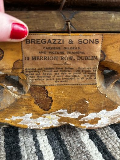 Antique Hand Painted Madonna & Child with Ornate Giltwood Frame (Bergazzi & Sons, Dublin)